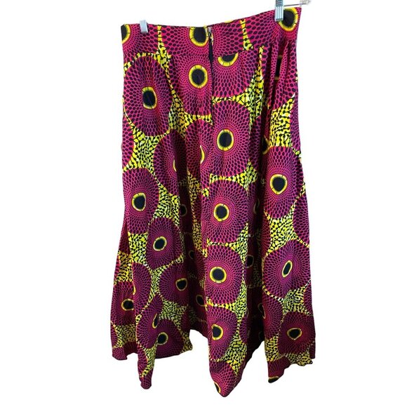 Handmade Dark Pink Yellow Patterned Maxi Skirt - Picture 2 of 11